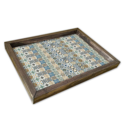 Elegant Serving Tray, 100% MDF & Pine Wood Frame, 11.8 x 15.7 inches | Durable 2.7mm Thickness, Perfect for Home Entertaining & Breakfast in Bed | Stylish Design, Lightweight & Easy to Clean