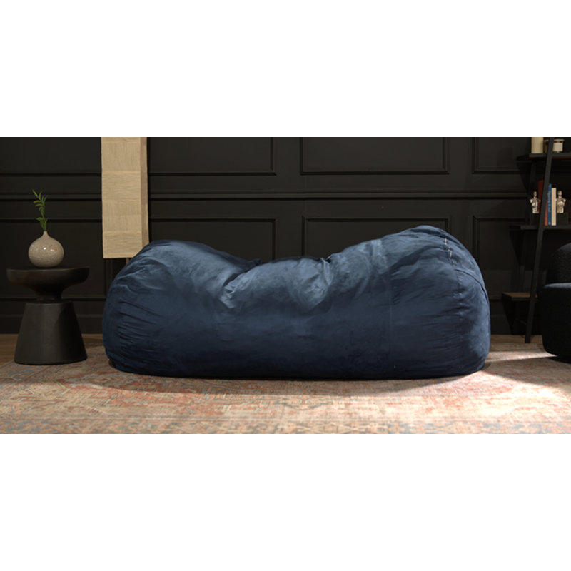 Fauteuil à billes cylindrique en suède de 6,5 pieds Marlin, bleu minuit