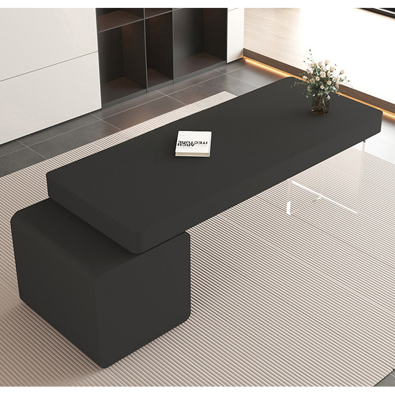 Bureau de table moderne en pierre frittée avec tiroirs Modern, H 29,53 po x l 62,99 po x P 23,62 po, Noir