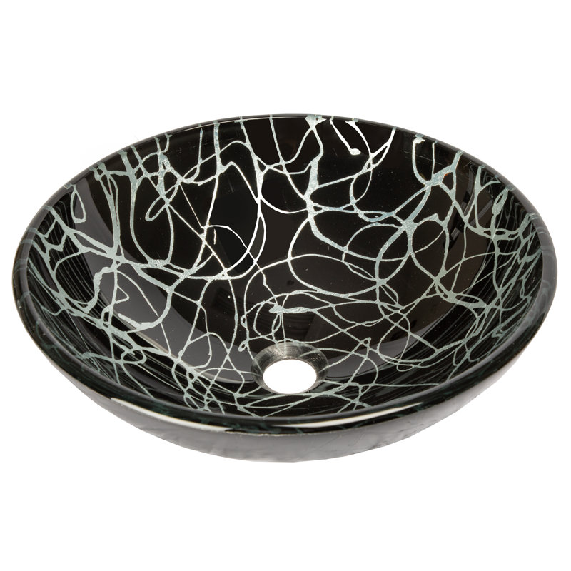 Eden Bath Eden 16.75'' Black/Silver Tempered Glass Circular Bathroom Sink