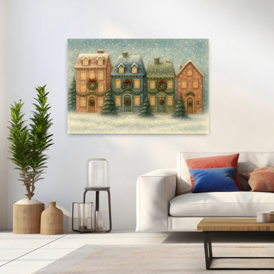 Village de Noël traditionnel, paysage abstrait contemporain, art hivernal