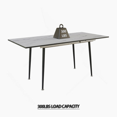 Ensemble de table de salle à manger et de chaises de 47 à 63 po en bois aggloméré moderne extensible, pouvant accueillir de 2 à 6 personnes, table de salle à manger blanche et chaise de salle à manger moderne vert clair, ensemble de 4 pièces, base