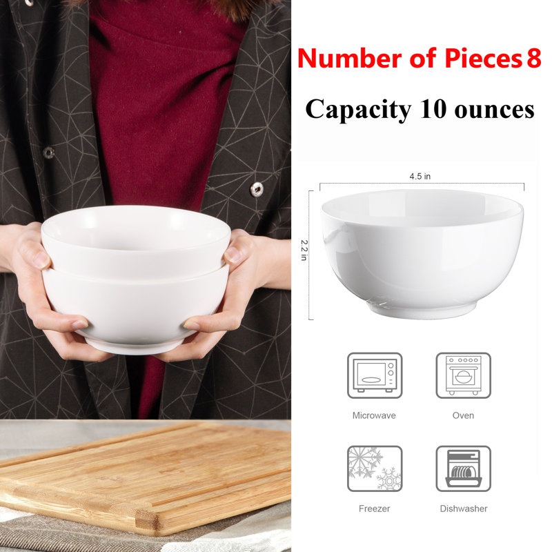 White Ceramic Bowls Set Of 8