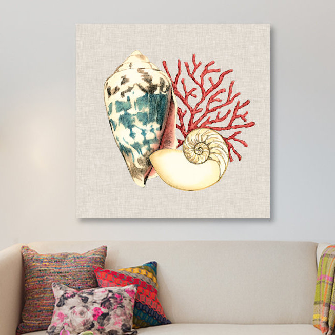 By the Seashore I - Toile tendue avec châssis Gicule, H 18 po x l 18 po x P 1,5 po