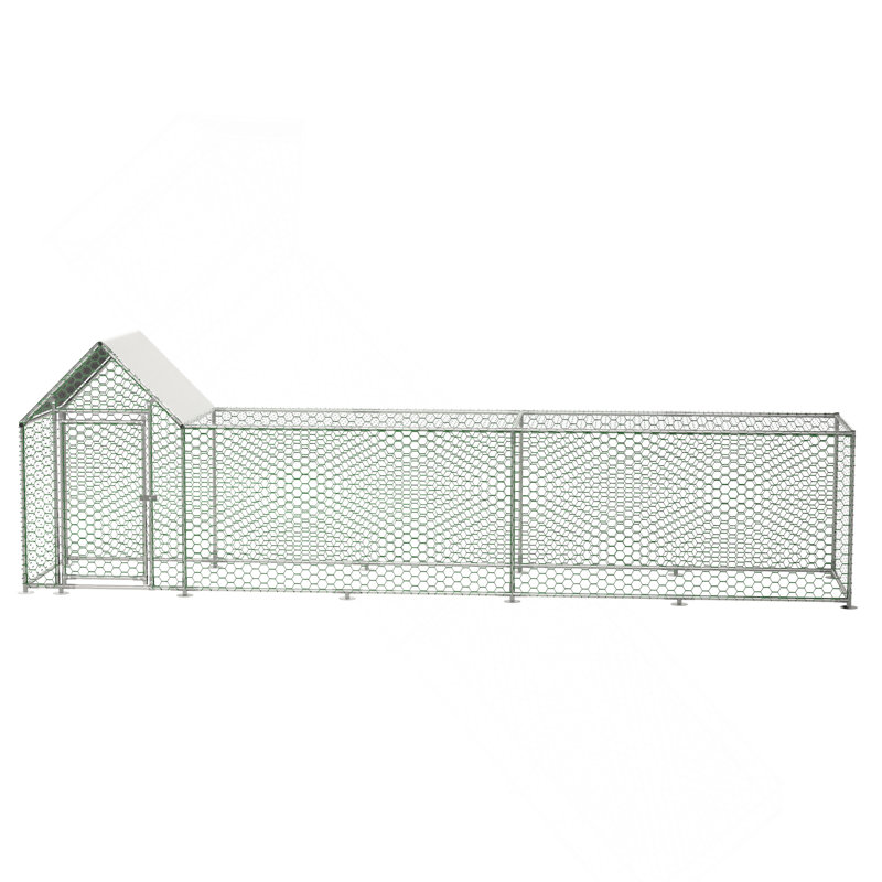 Cage à poulailler en métal avec couvercle 16 x 3 pi, H 59,6 po x l 196 po x P 42,2 po