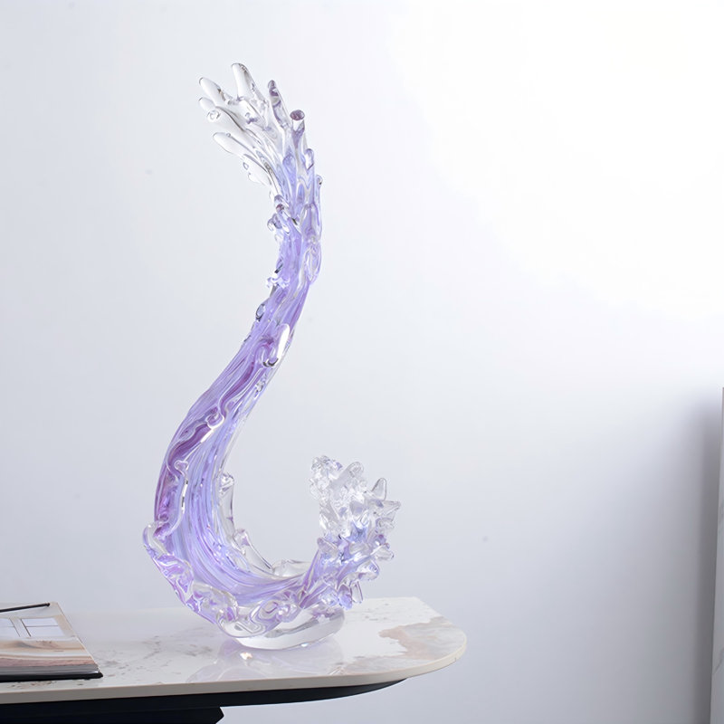 Modern Light Luxury Wave Crystal Glass Decorative Ornament