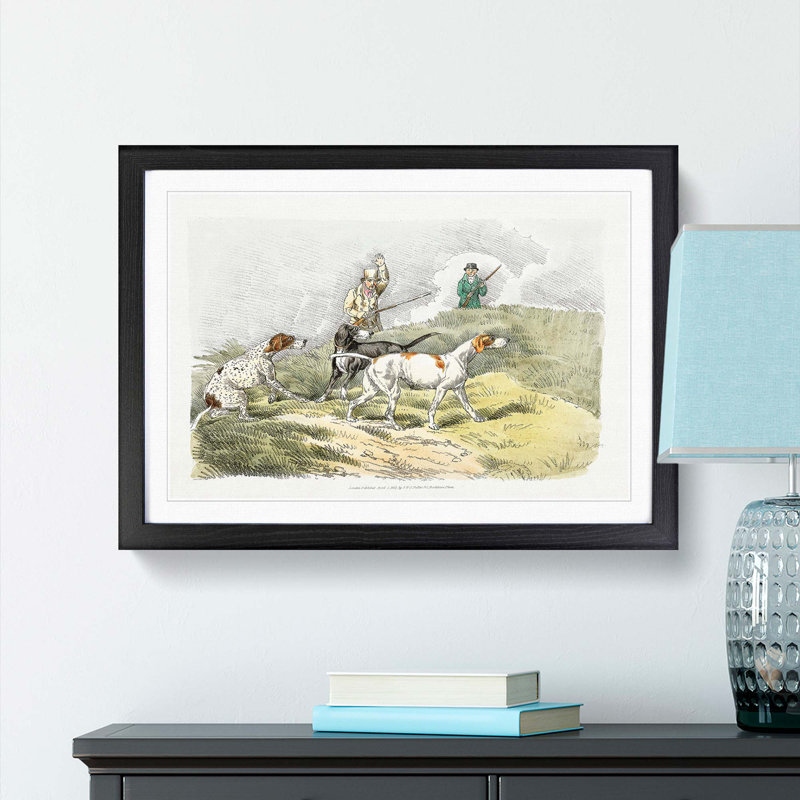 Hounds on the Lookout by Henry Alken - Framed Print, 48cm H x 65cm W x 2cm D, Black Framed