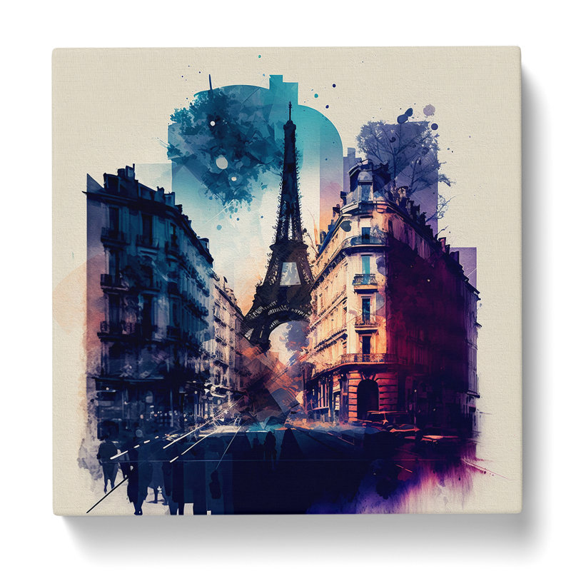 City Of Paris Gestural Art - Wrapped Canvas, 35cm H x 35cm W x 3cm D