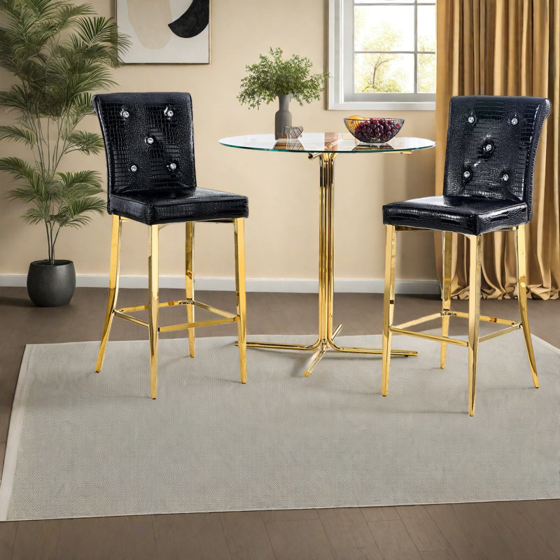 Ensemble de table de salle à manger moderne (doit inclure la table et la chaise), ensemble de bar en verre et en métal pour petite cuisine