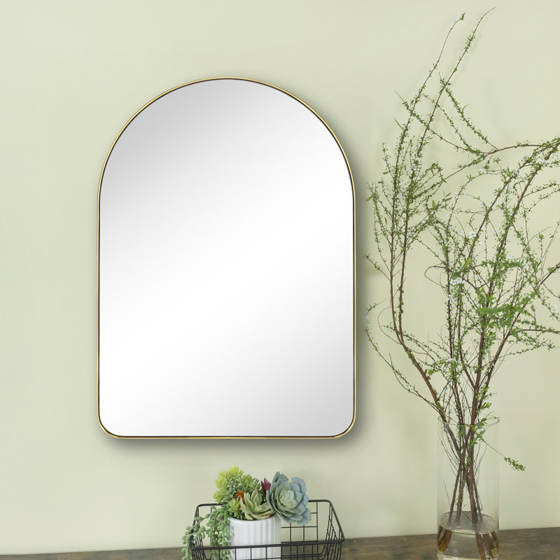 Ophira Stainless Steel Flat Mirror, Brushed Gold, 36" x 24"