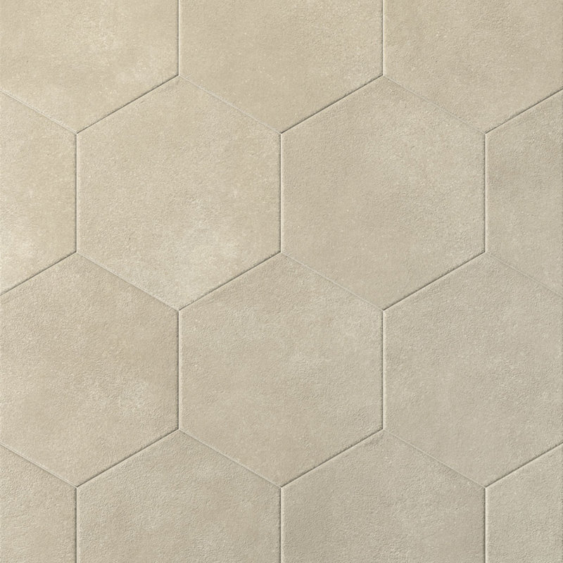Handmade 9X10 Hexagon Porcelain Tile, Beige