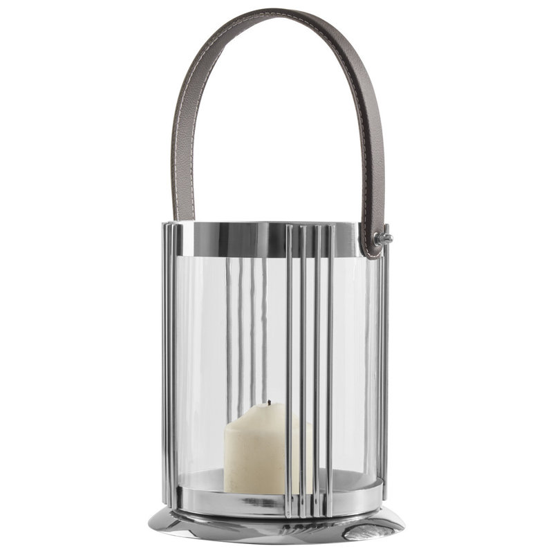 Cyrus Tabletop Lantern, 39 cm H x 19 cm W x 19 cm D, Silver
