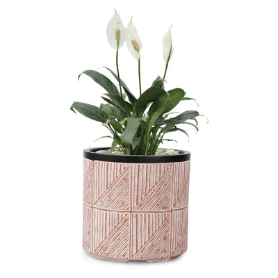 Pot à fleurs rond fait main rose et noir