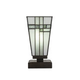 Hillary Accent Lamp Shown In Dark Granite Finish With 5" Square New Deco Art Glass