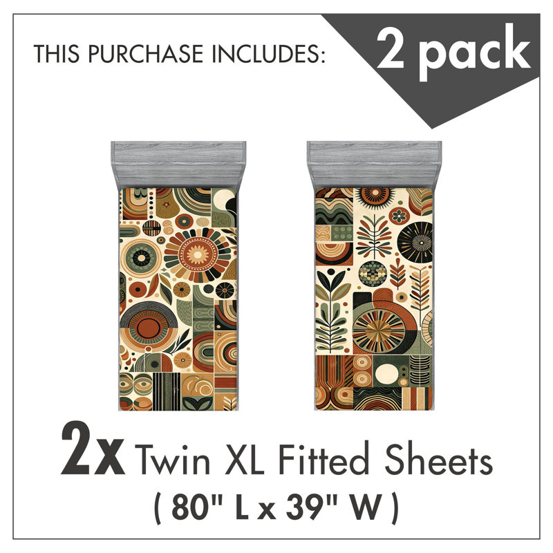 Microfiber Mid Century Fitted Sheet, Twin Extra Long Fitted Sheet