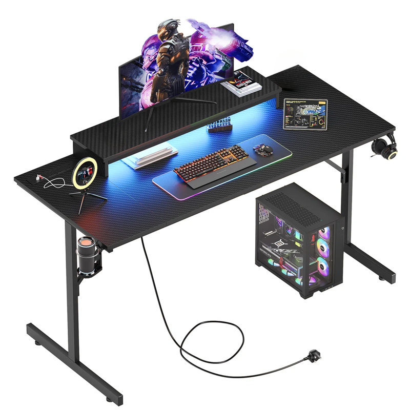 Bueche Metal Base Computer Desk, Black