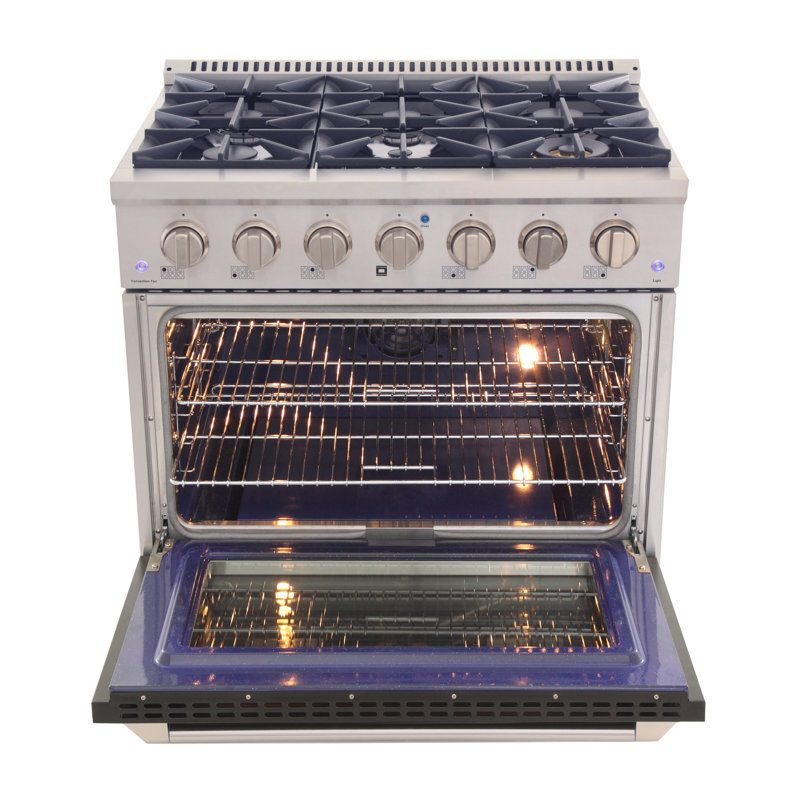 Kucht 36'' W Dual Fuel Free Standing Range, Black, Natural Gas