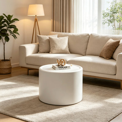 Table basse ronde avec verre trempé