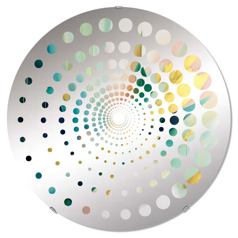 Miroir décoratif géométrique à motif géométrique vert et or MIR105668 C, 23,6 po x 23,6 po