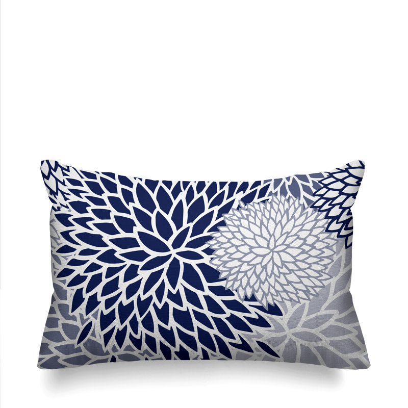 Arlo Floral Burst Indoor/Outdoor Throw Pillow, Navy Blue