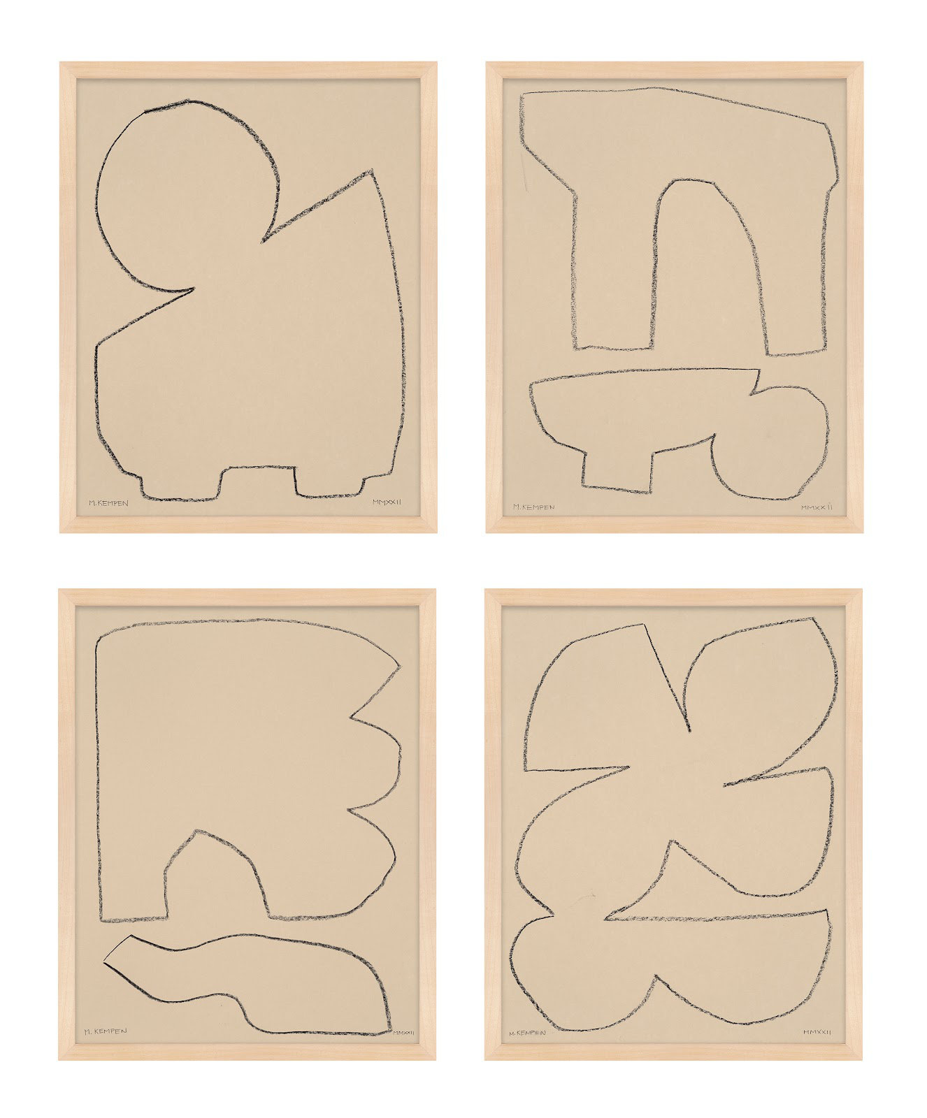 Freya "Outlines" 4-Piece Painting Set, 16" W x 20" H, Maple Framed