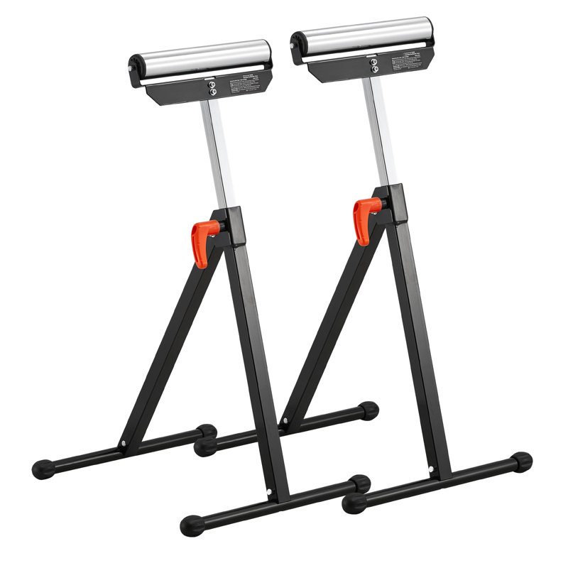 2 supports à roulettes pliables pour le travail du bois, capacité de charge maximale de 135 lb, réglable de 26,8 à 42,5 po