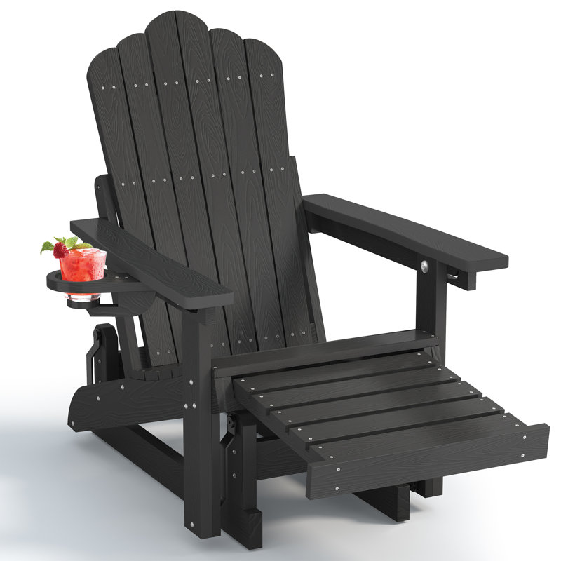 Chaise berçante d'extérieur en PEHD Adirondack, Noir galaxie, Yes