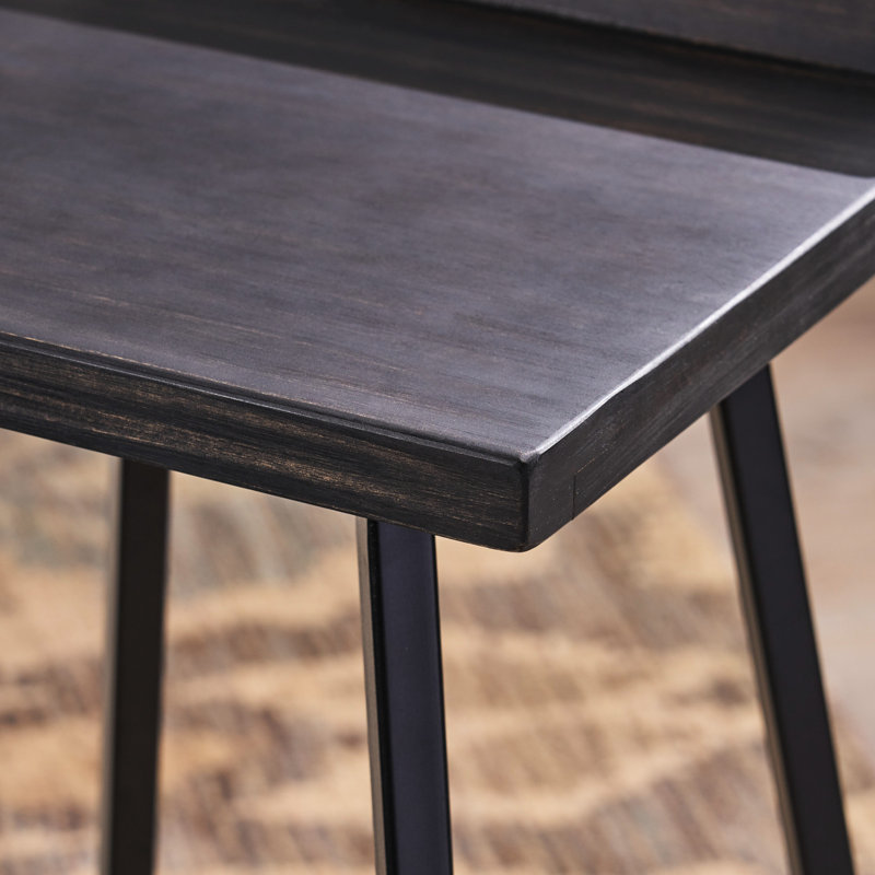 2 Bar Stool Collection - Iron Legs, Wood Seats, Easy To Clean, 33" High Stools Minimalist Functional Design, Grey