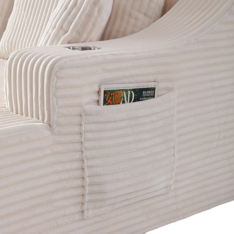 Chaise longue surdimensionnée de 83 po, Tissu blanc