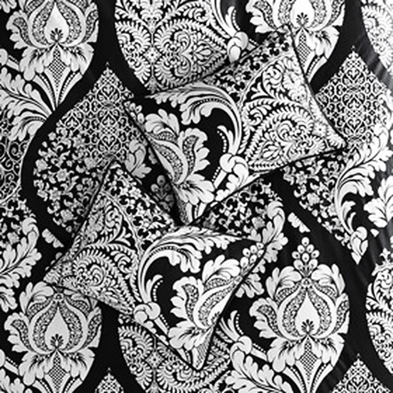 Édredon 7 pièces en coton - noir pour très grand lit avec taies d'oreiller lisses imprimées à broder, Noir