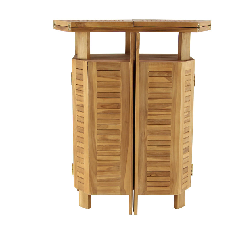 Kezia Rectangular Teak Folding Outdoor Bar Table , 70'' in. W 24'' in. D