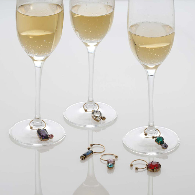 6 Piece Jeweled Wine Charm Set