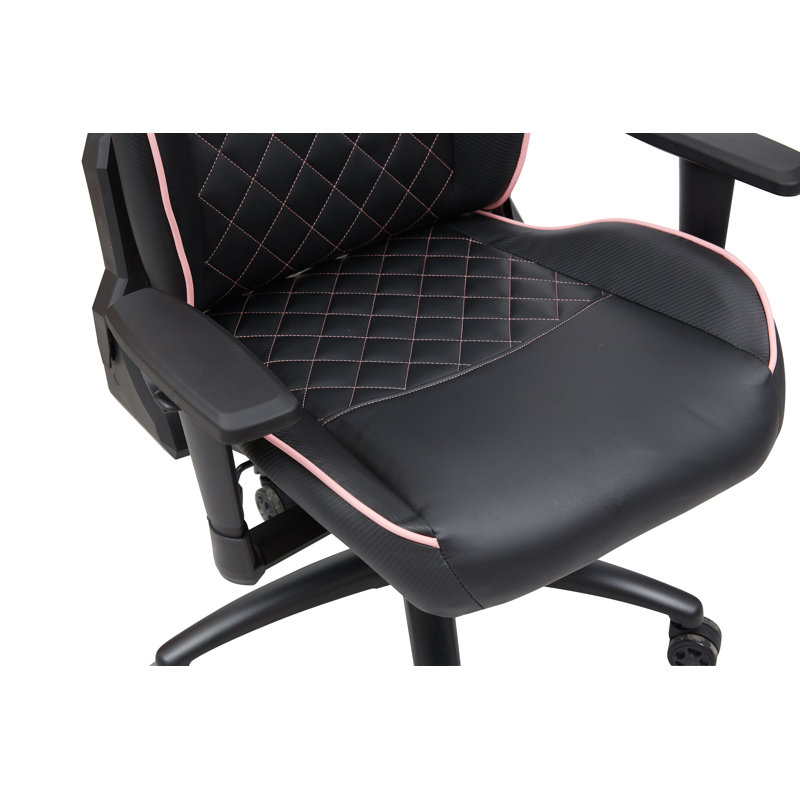Rhodell Reclining Gaming Chair, Black/Pink