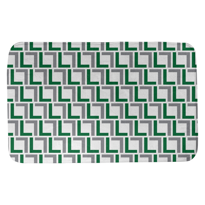 Tapis pour salle de bain Baltimore, l 17 po x L 24 po, Blanc / vert / argent