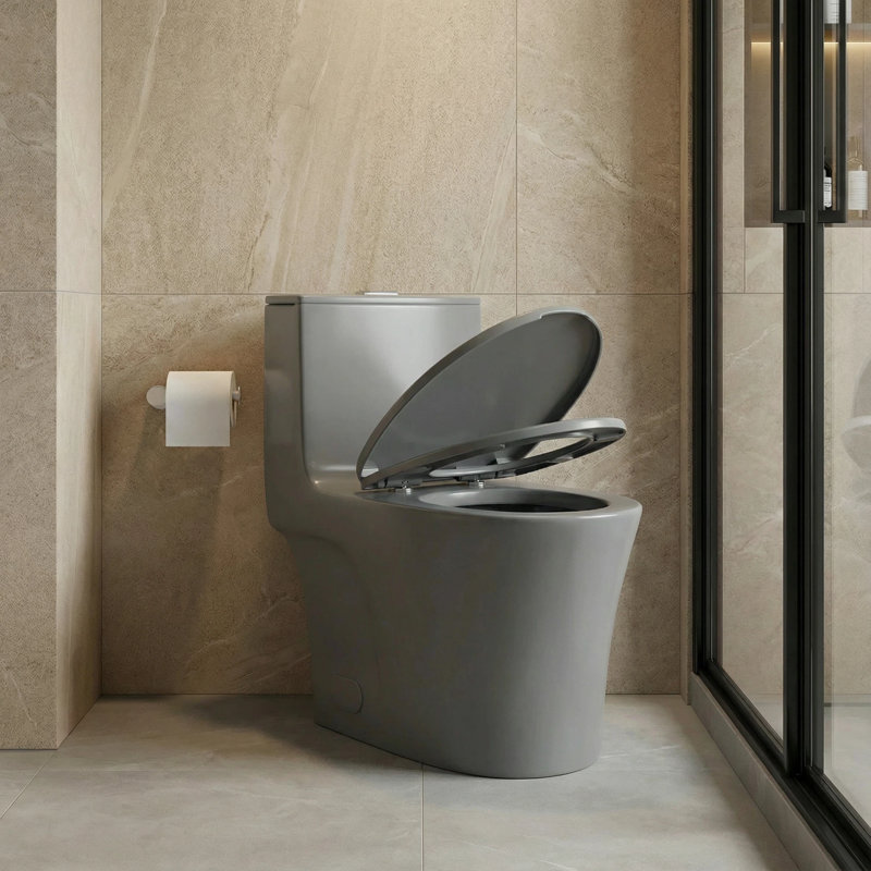 Sanoxis One-piece Toilet, 17" Ada Chair Height, 1.28 Gpf Siphonic Side Press Single Dual-flush, Elongated, Soft Closing Seat