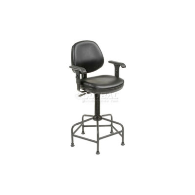 Interion Vinyl Armless Spider Base Shop Stool, Black by Global Industrial