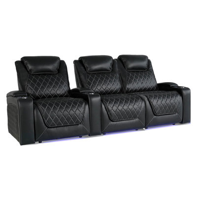 Cinéma maison inclinable électrique en cuir véritable de 98 po avec porte-gobelet Oslo