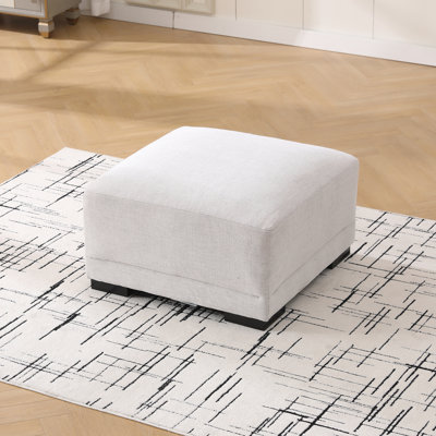 Quatesha 35" Wide Down Fill Fabric Upholstered Square Standard Ottoman
