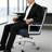 Mid Back Genuine Leather Executive Office Chair With Aluminum Frame, Swivel Computer Desk Chair-29114054