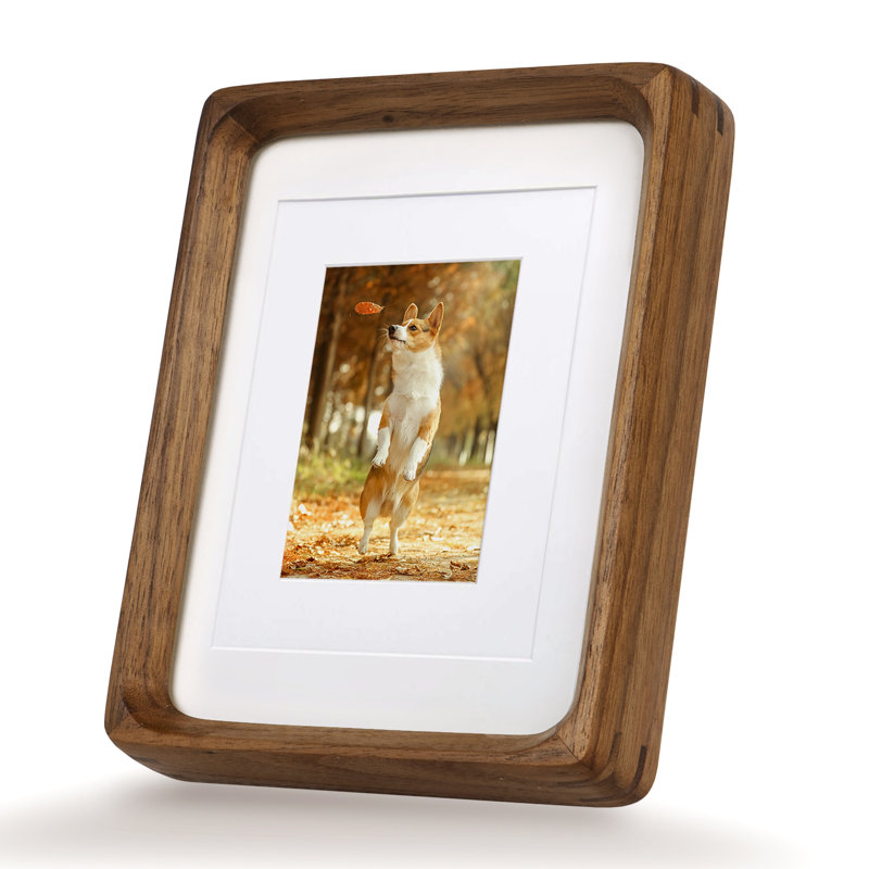 Cadre photo en bois avec passe-partout, bureau ou cadre mural Mid Century, H 14 po x l 11 po, Noyer noir