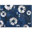Shibori Cowhide Floral Area Rug in Blue/White/Gray-1894055303