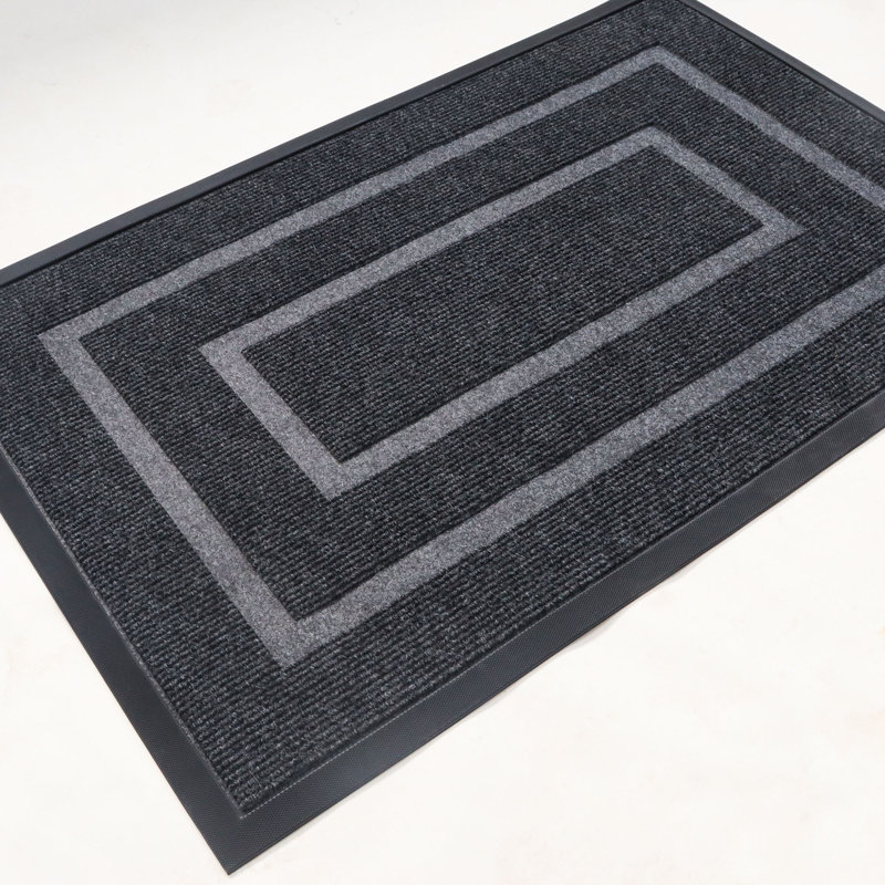 Clarance Non-Slip Geometric Doormat, 24" W x 35" L, Dark Gray