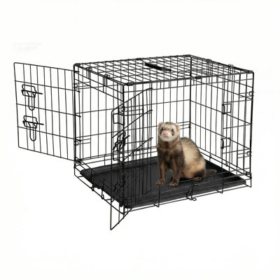Petite cage à lapin, cages pour animaux de compagnie pour petits animaux 23,62 po x 17,52 po x 19,3 po, cage à lapin en acier épaissie avec fond grillagé, plateau amovible, accès par le haut et la porte avant pour lapins, cochons d'Inde, chinchillas