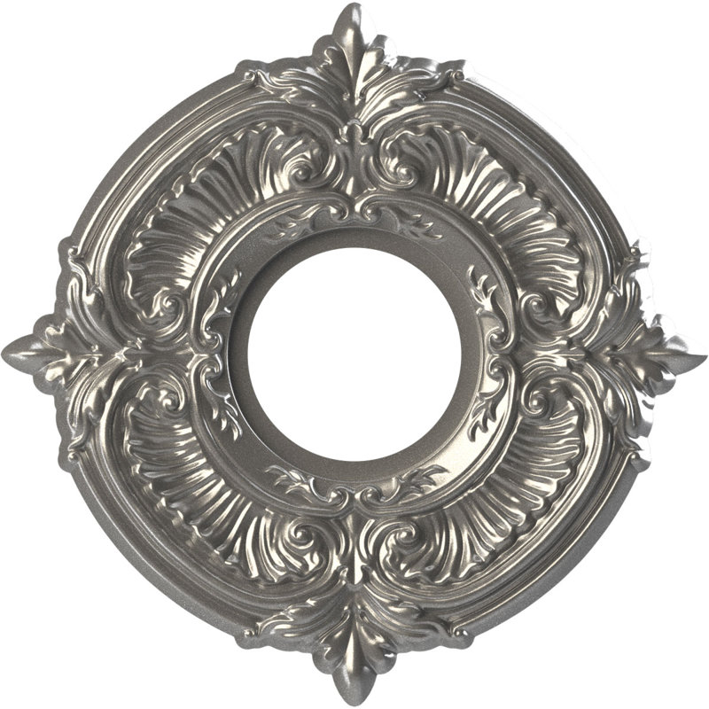 Attica Thermoformed PVC Ceiling Medallion, 10" H x 10" W x 0.75" D, Aged Dark Steel