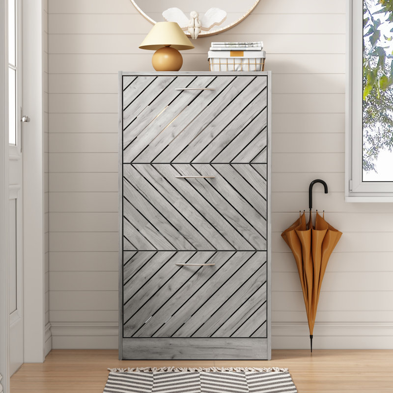 18 Pair Shoe Storage Cabinet, Grey