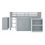 Structure de lit mezzanine avec barrière de sécurité, bureau coulissant et rangement intégré-655841439