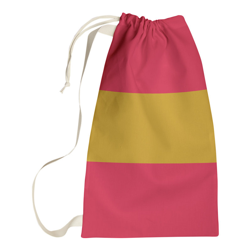 Fabric Laundry Bag with Handles, 29" H x 18" W x 1.5" D, Red/Gold/Red