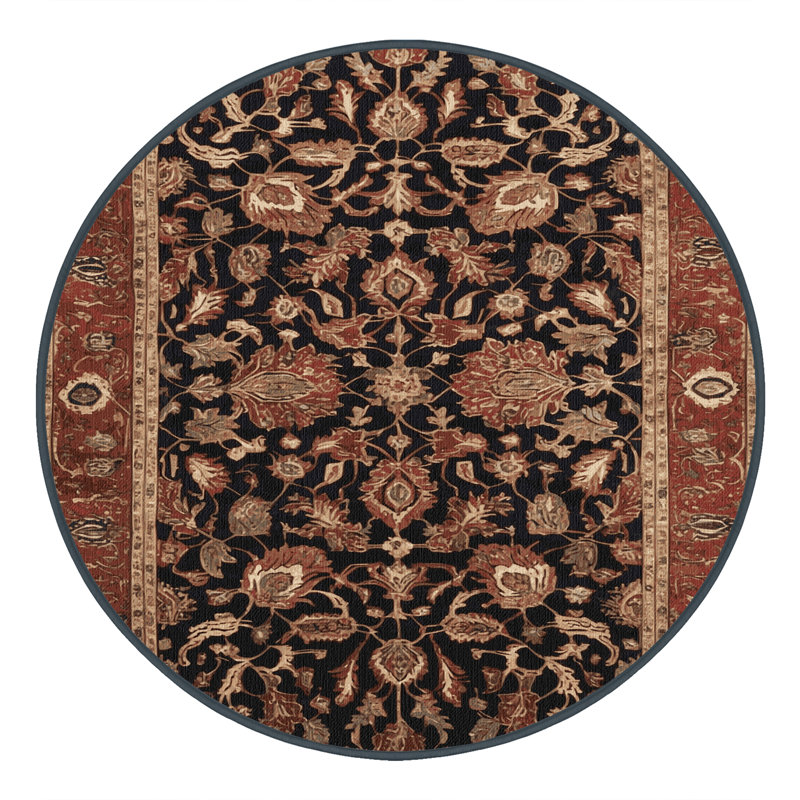 Tapis brun lavable à la machine, Rond 6 pi