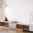 Cream style log TV cabinet end table combination