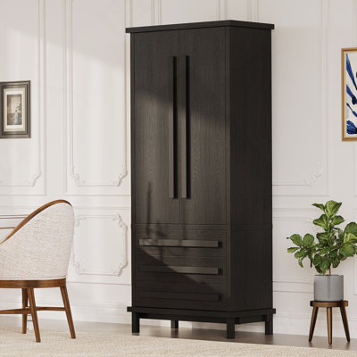 Kitchen Pantry Cabinet With Shelves, Wooden Accent Cabinet With 3 Drawers For Kitchen, Dining Room